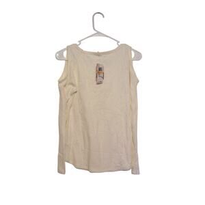 Self Esteem Womens Waffle Knit Cold Shoulder Top Size Small